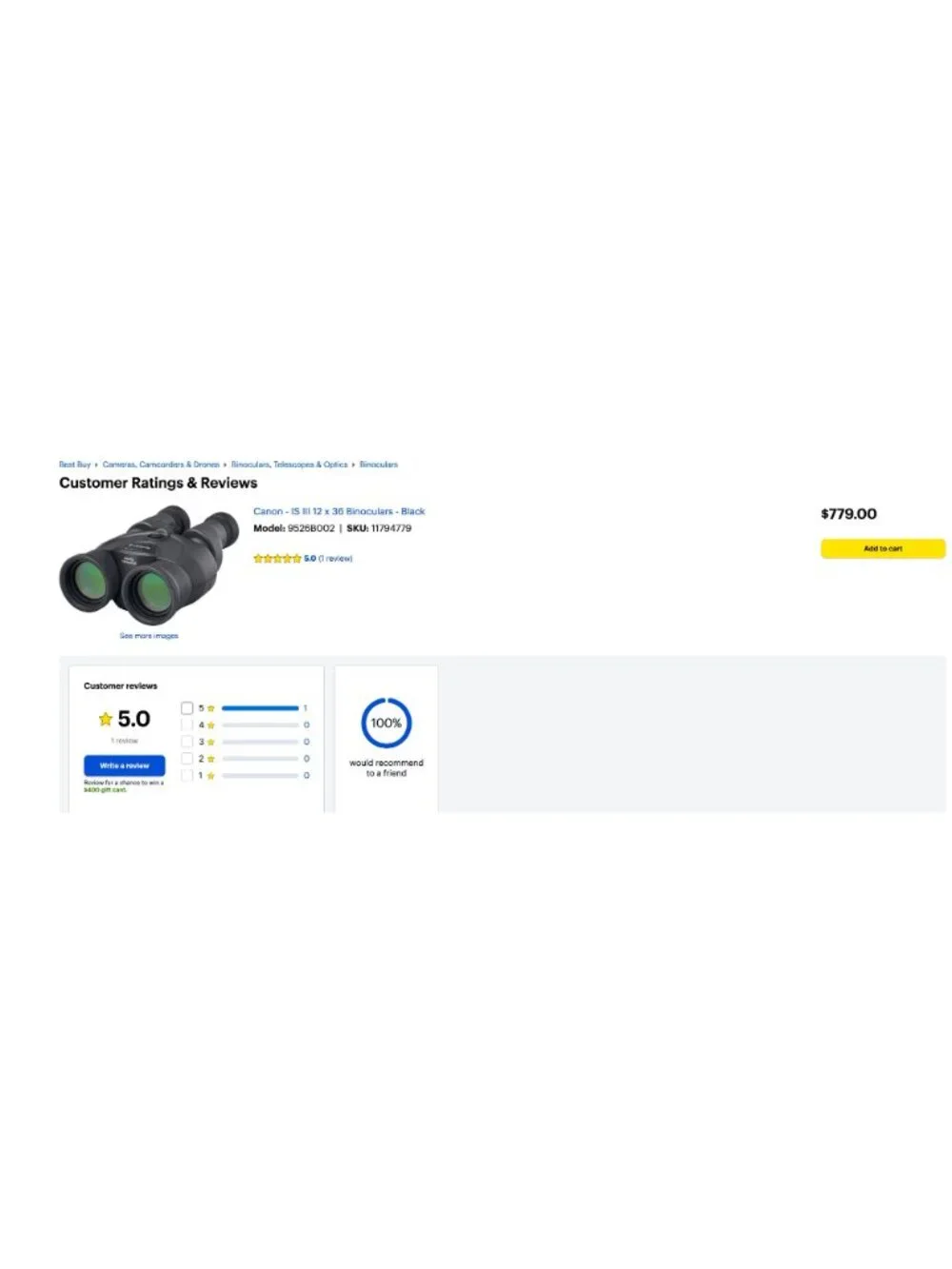 Canon Binoculars 12x36 IS III (black)